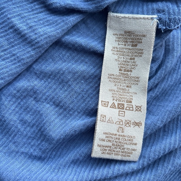 Free People Blue Soft Boho Distressed Henley Long Sleeve Pullover Lace Shirt XS - Picture 8 of 10